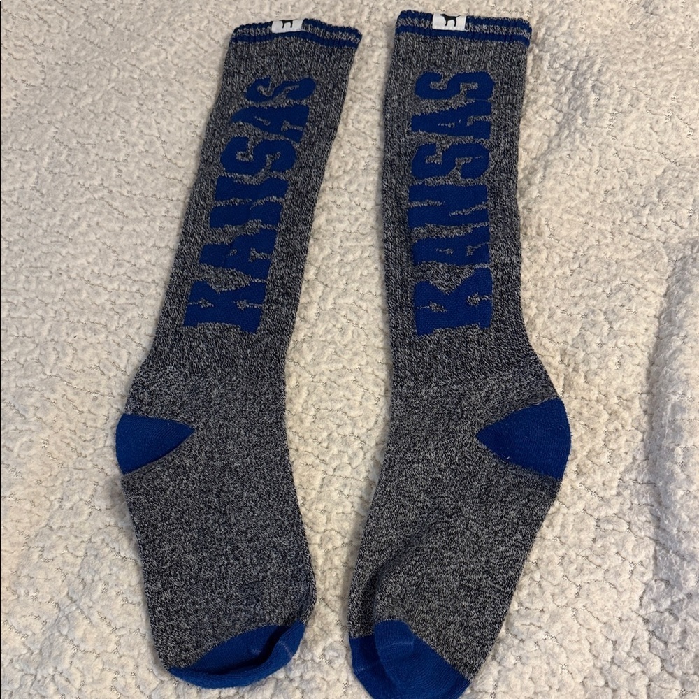 PINK Victoria's Secret Blue and Gray Kansas Socks